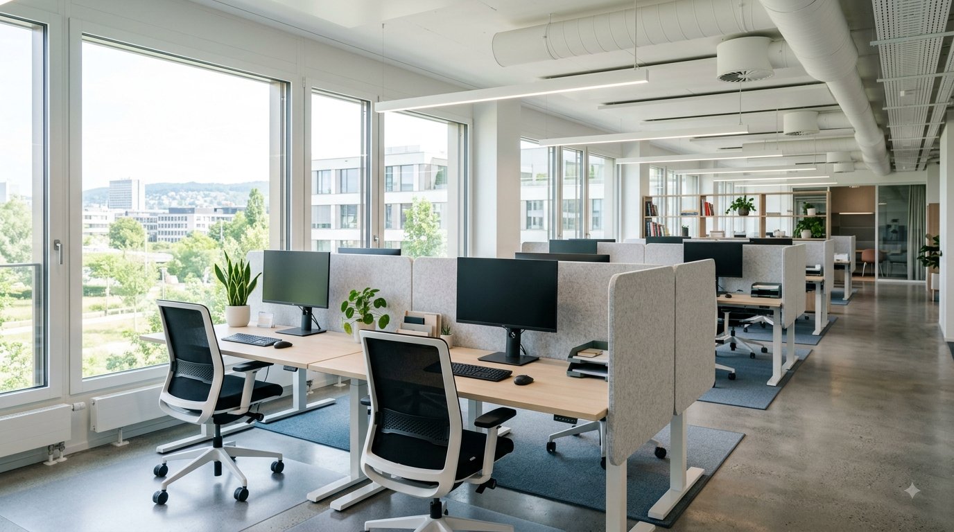 Aufgeräumte Bürokabinen